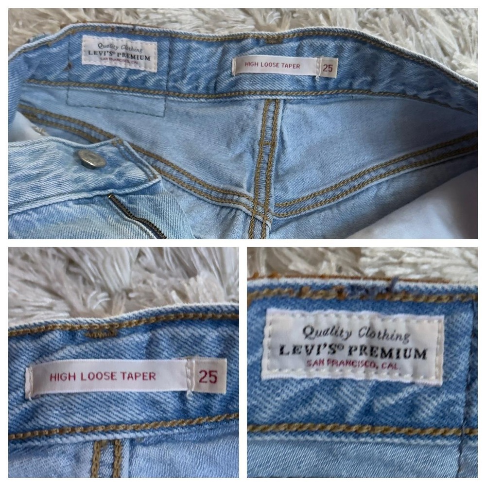 Levis Premium High Loose Taper Plaid Patchwork High Rise Mom Jeans Womens 25 - Picture 8 of 8